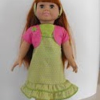 Green Summer Dress, green shirt, pink shrug, headband