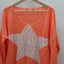 Neon star knit sweater