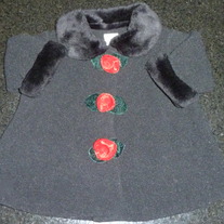Black Coat with Roses-Starting Out Size 6 Months