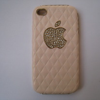 New Chic Pink Synthetic Sheep Leather Logo iPhone 4/4S Case