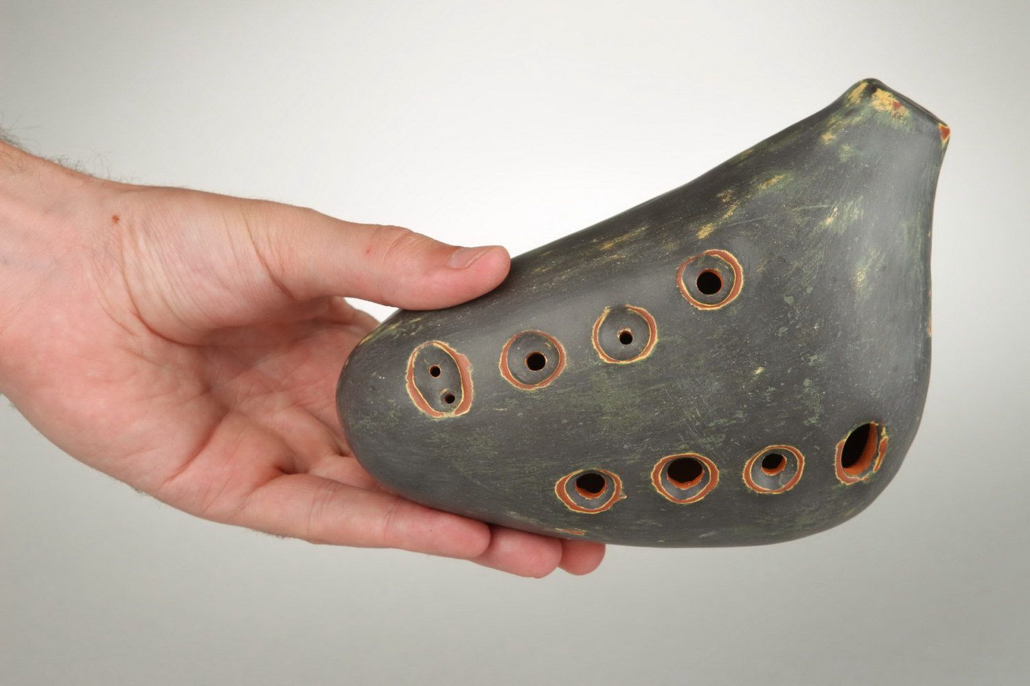 Handmade clay ethnic ocarina globular flute with 8 holes folk style musical instrument on Storenvy