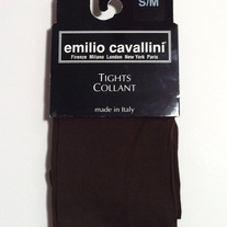 S/M Emilio Cavallini womens chocolate brown semi opaque footed tights