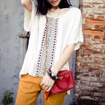 Vintage Loose Fit Embroider Top