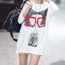 Spectacled Girl Print T-Shirt