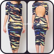 TigerWoo Multi-Color Bodycon Dress