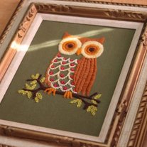 70s Owl Needlepoint Artwork