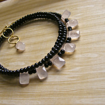 Pink and Black Memory Wire Necklace