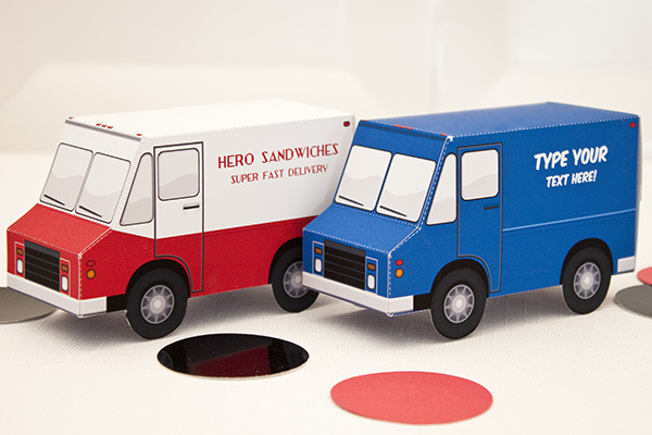 delivery truck favor box print at home full color digital template