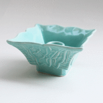Small Aqua Ceramic Candle Holder - VT USA