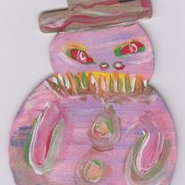 My Snowman - painting on wood cut out