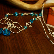 Sterling Silver and Blue Art Deco Motif Necklace