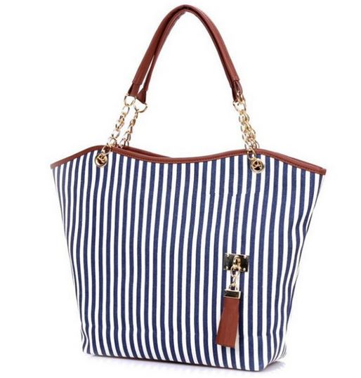 ... Tassel Stripe Canvas Tote Handbag Wholesale Shoulder bag - Thumbnail 1