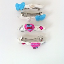 blue white pink pearl rhinestone whipped cream bow heart cherry tart hair clip barrettes