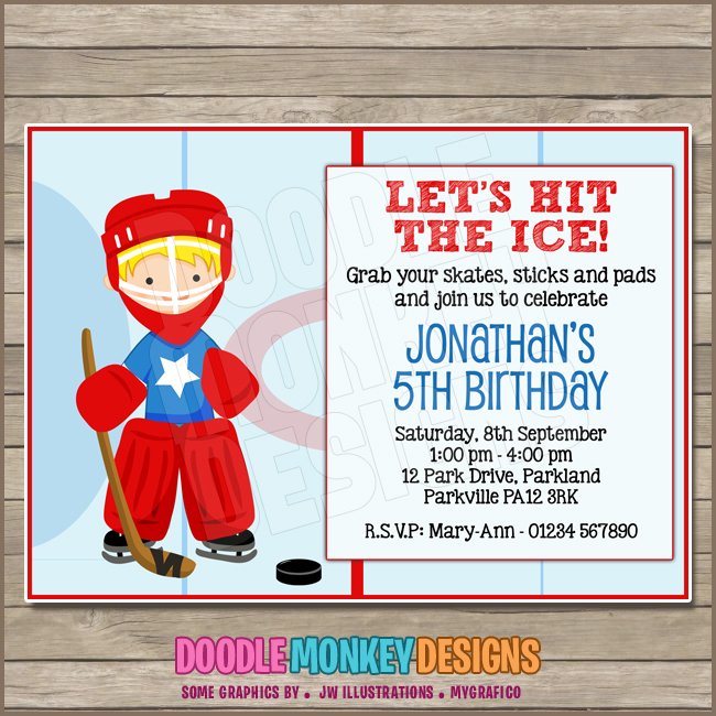 Hockey Boy V3 Party Invitation Diy Printable Digital Invite