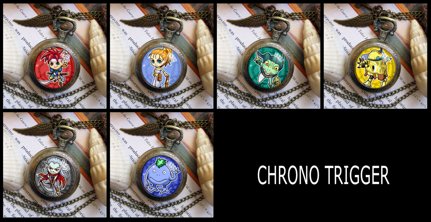 Chrono Trigger Crono Marle Frog Magus Robo Nu pocket watch necklace