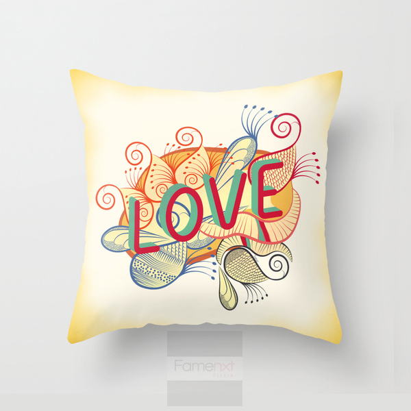 Decorative Throw Pillow. Typography Love Pillow Cover. 18 inch. Double sided Print ...