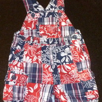 Red/White/Blue Short Overalls-The Children's Place Size 12 Months