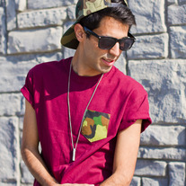 Green Camo Pocket Punt T-Shirt on Maroon