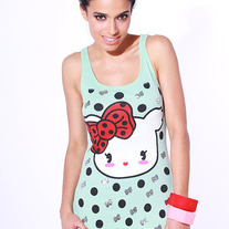 BOWS & POLKA DOTS MINT GREEN GABBY KITTEN TANK TOP