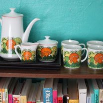 Groovy Vintage Mushroom Coffee Pot Set