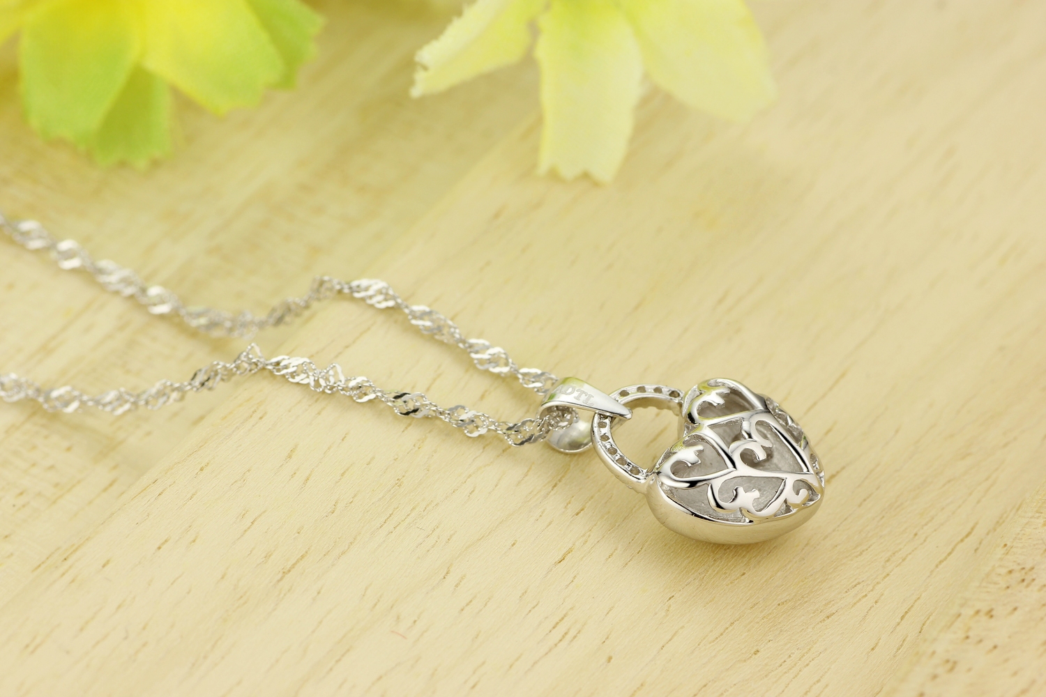 Sterling Silver Diamante Lock Shape Engraved Love Pendant Necklace ...