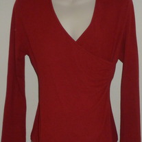 Long Sleeve Deep Red V Neck Shirt-Motherhood Size Large  SF0413