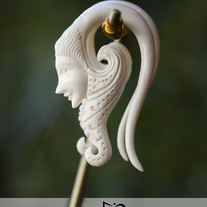 2g Lady Face - Bone Earrings