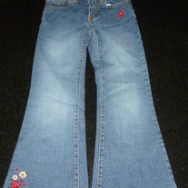 Denim Jeans with Flowers-Gap Kids Flare Stretch Size 5 Slim