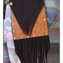 Tan Tooled & Brown Suede Envelope fringed Hip Pocket