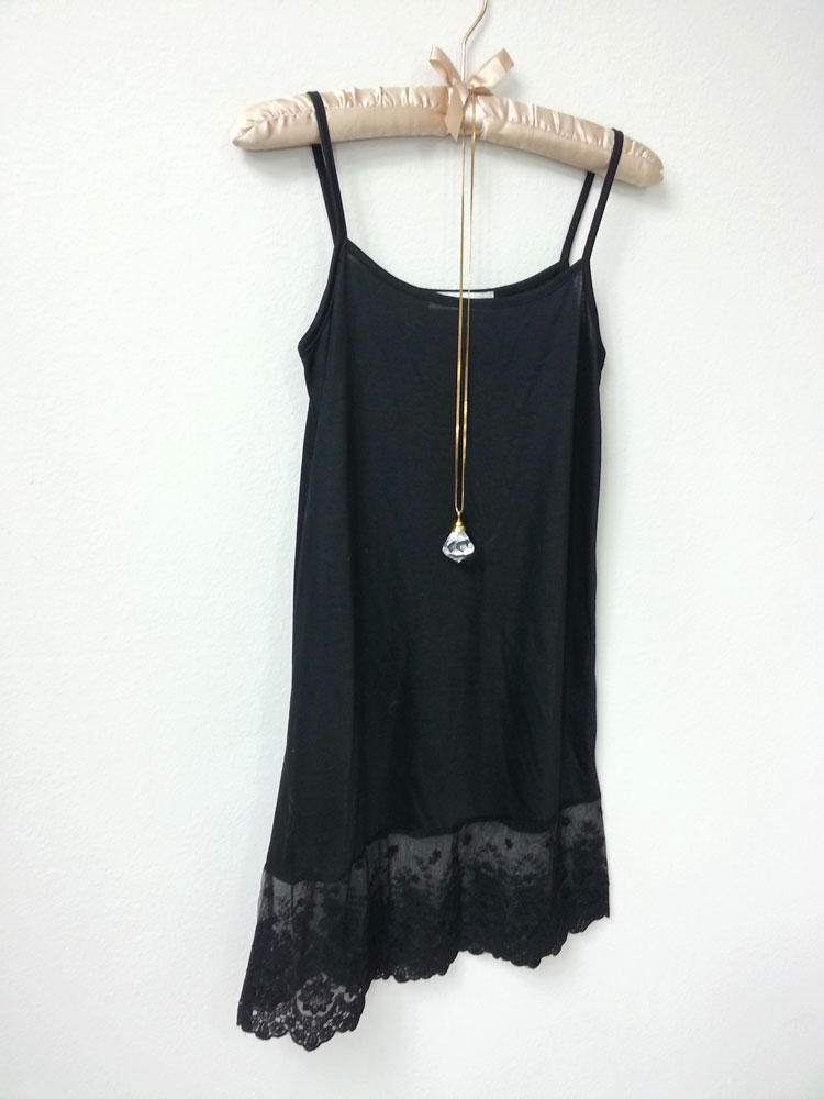 Black Lace Slip Extender, Skirt Extender, Camisole, Spaghetti Strap