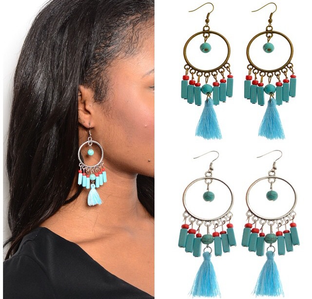 P.S. I Love You More Boutique Turquoise Tassel Earrings
