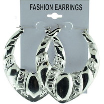 Silver Water Drop Bamboo Earrings