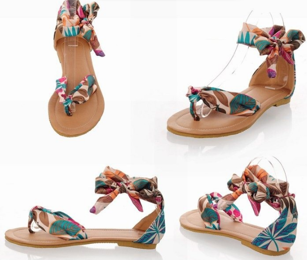 Monterey Bay Floral Print Flat Strappy from Amazing Lace
