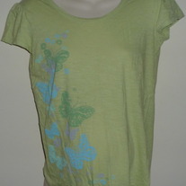 Green Short Sleeve Shirt With Butterflies-Oh Baby By Motherhood Size Medium  CL413