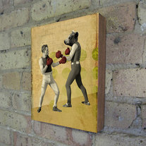 Chuck Battles the Bear - Wood Block Art Print