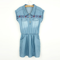 Embroider denim dress