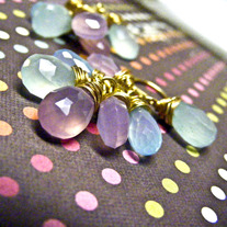Chalcedony Cluster Goldfill Dangle Earrings