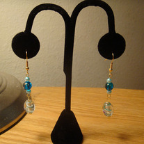 Aqua Millefiori Glass Earrings with Gold