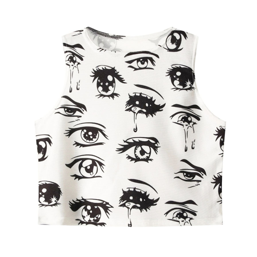 Free Shipping Anime Eyes Crop Top New Arrival Online Store