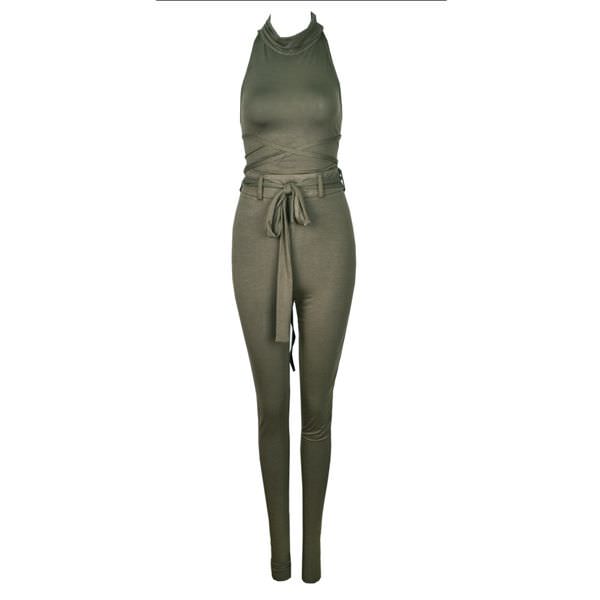 Outletpad Olive Green High Collar Jumpsuit Online Store Powered by