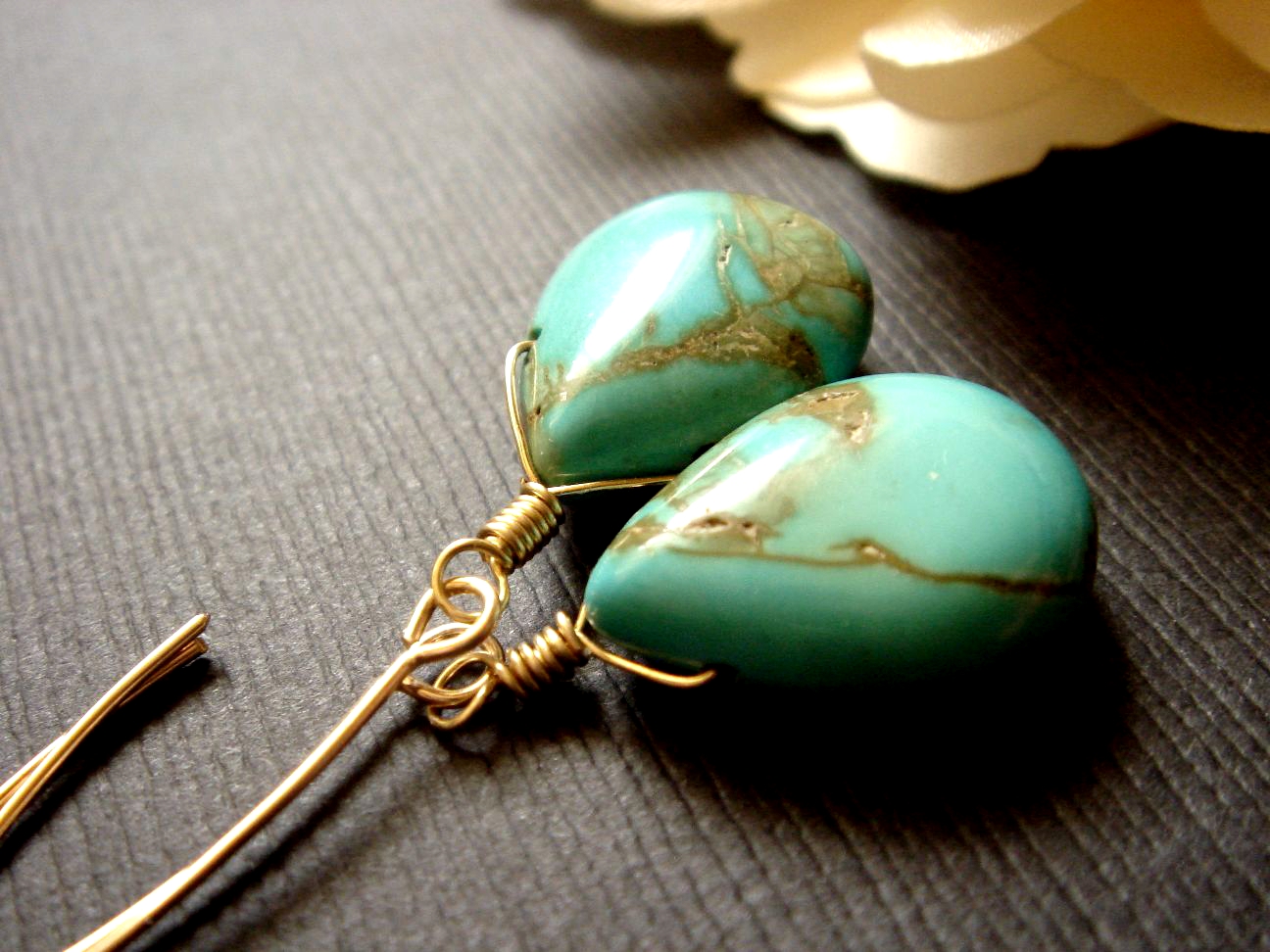 Large Turquoise 14k Gold Filled Earrings on Storenvy