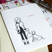 Hand letterpressed Card - Miss you....