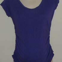 Short Sleeve Purple Shirt with Ruched Sides-Liz Lange Maternity Size Small  GS513