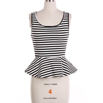 Black & White Stripe Peplum Top