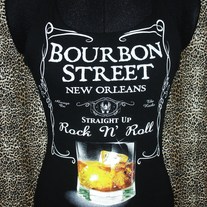 Bourbon Street "Straight Up, Rock N Roll" Reconstructed Halter Top, Size XS/S