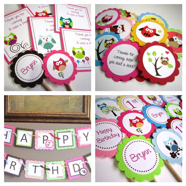 Owl Cupcake Toppers for Birthday, Baby Shower Party on Storenvy