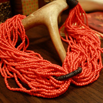 Hazard Orange and Black Seed Bead Necklace