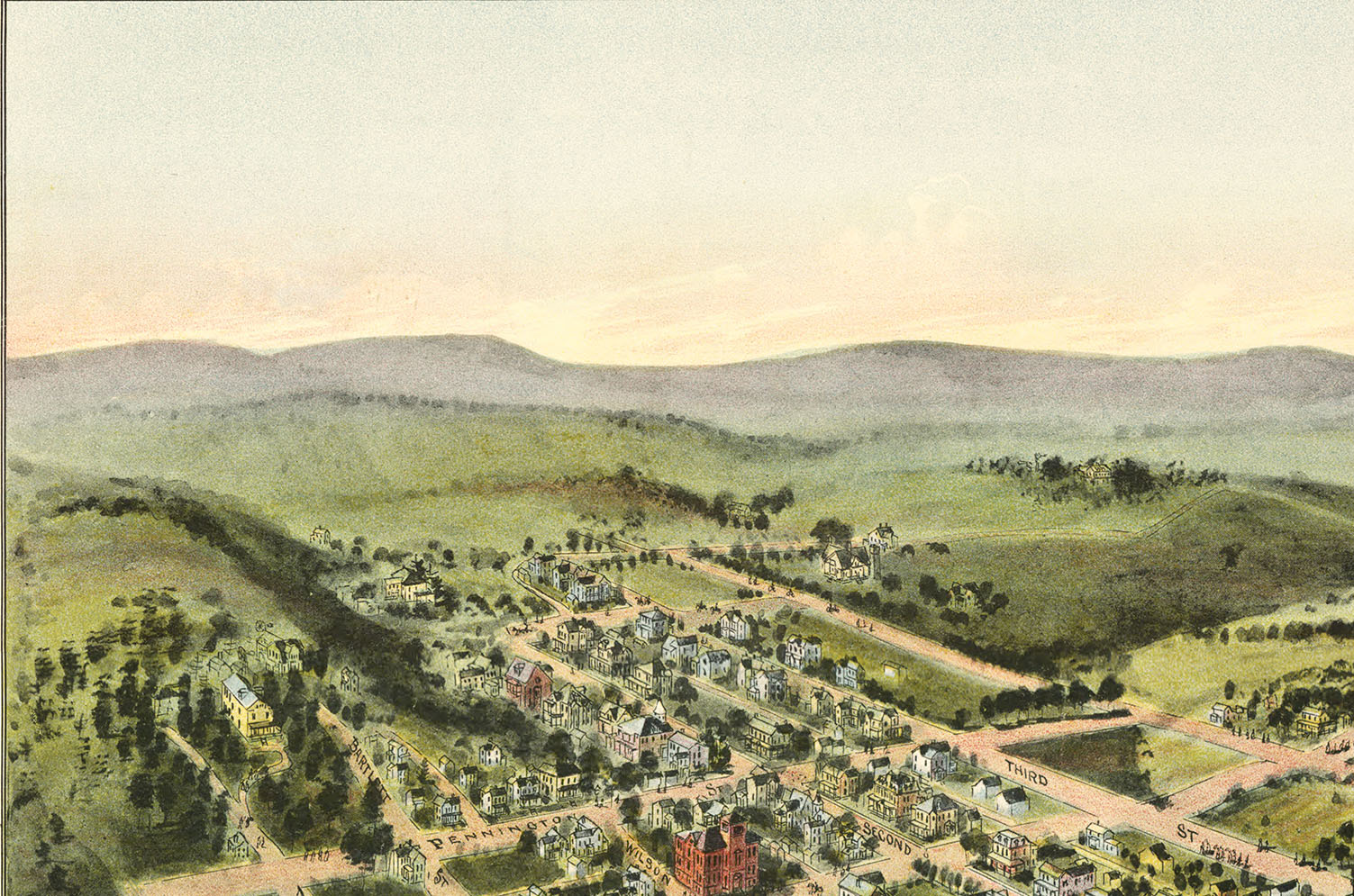 Oakland, Maryland in 1906 Bird's Eye View, Map, Aerial, Panorama