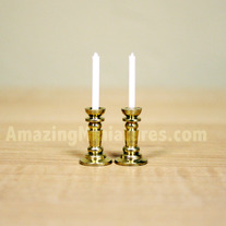 Brass Candlesticks, 2 Pcs Dollhouse Miniatures