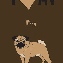 Pug, 5x7 print